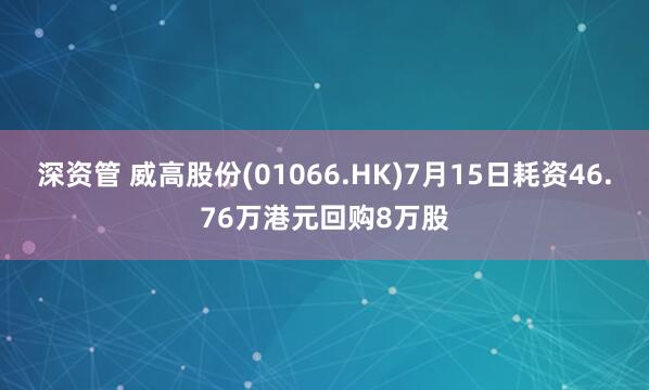 深资管 威高股份(01066.HK)7月15日耗资46.76万港元回购8万股
