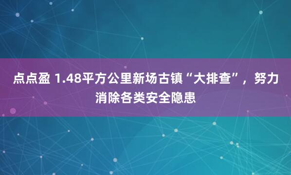 点点盈 1.48平方公里新场古镇“大排查”，努力消除各类安全隐患